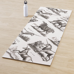 Antique Unicorn Engraving Vintage Zoology Specimen Yoga Mat