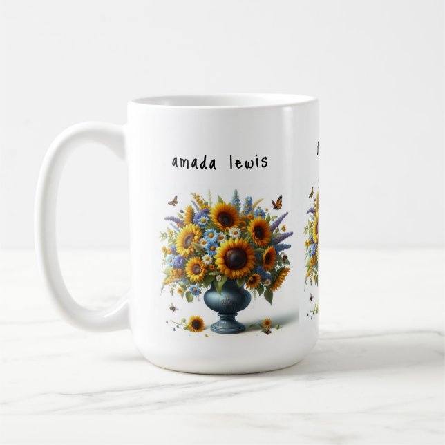 antique urn with flowers business name Mug (Left)