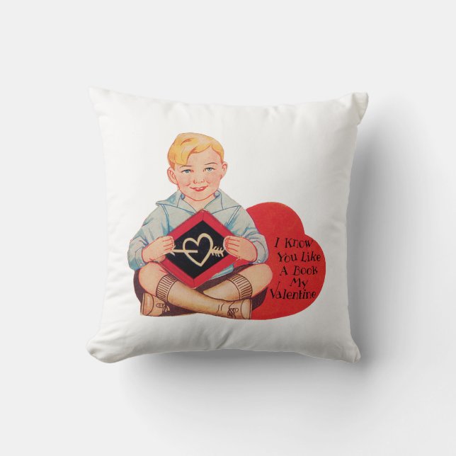 Antique Valentine Boy Heart Cushion (Front)