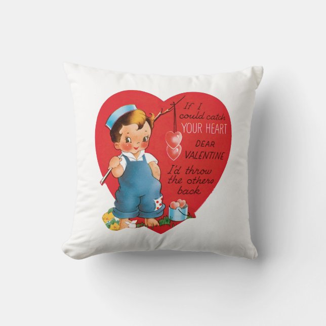 Antique Valentine Boy Heart Cushion (Front)