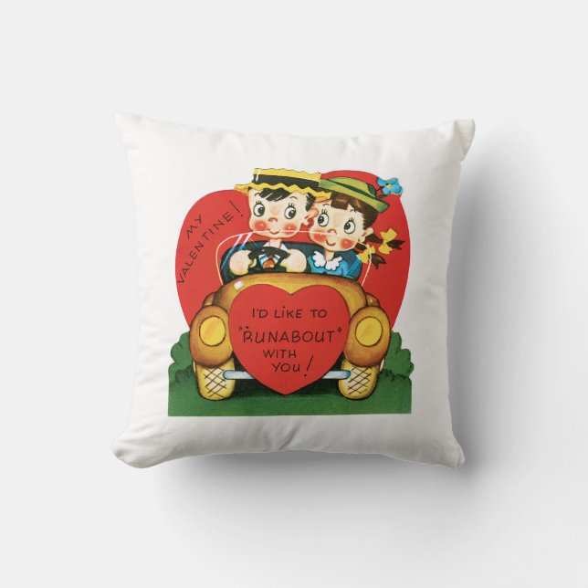 Antique Valentine Couple Heart Cushion (Front)