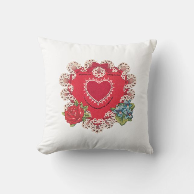 Antique Valentine Flower Heart Cushion (Front)