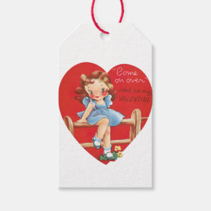 Antique Valentine Girl Heart Gift Tags