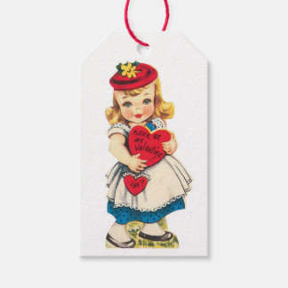Antique Valentine Girl Heart Gift Tags