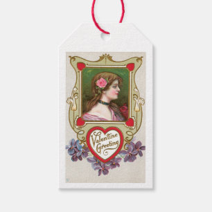 Antique Valentine Greetings Lady Gift Tags