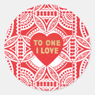 Antique Valentine Heart Classic Round Sticker