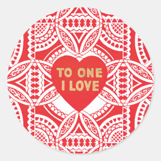 Antique Valentine Heart Classic Round Sticker