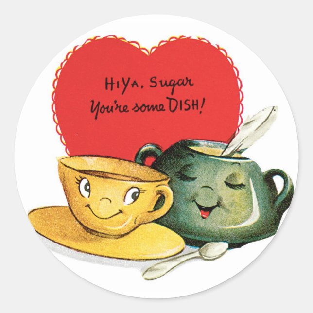 Antique Valentine Heart Classic Round Sticker (Front)