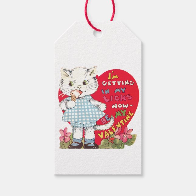 Antique Valentine Kitten Heart Gift Tags (Front)