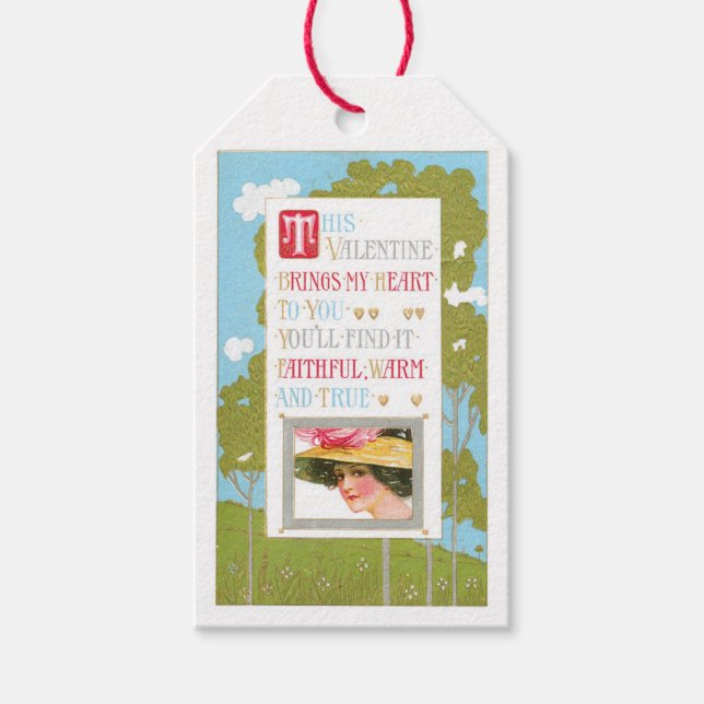 Antique Valentine Lady Gift Tags (Front)