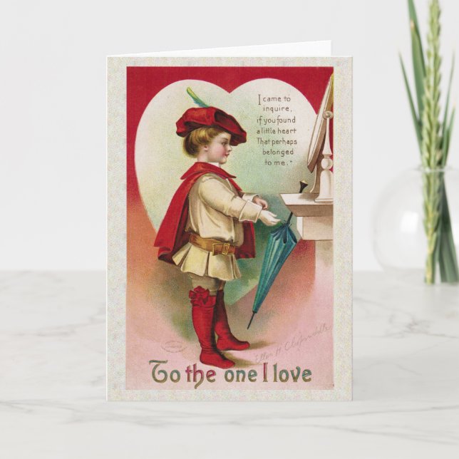 Antique Valentine "To the one I love" Holiday Card (Front)