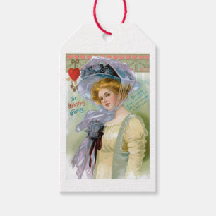 Antique Valentine Violet Floral Lady Gift Tags