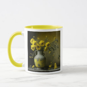 Antique Vase of Yellow Flowers Mug