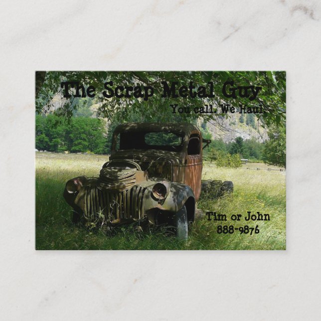Antique Vehicle  Scrap Metal Biz Business Card (Front)
