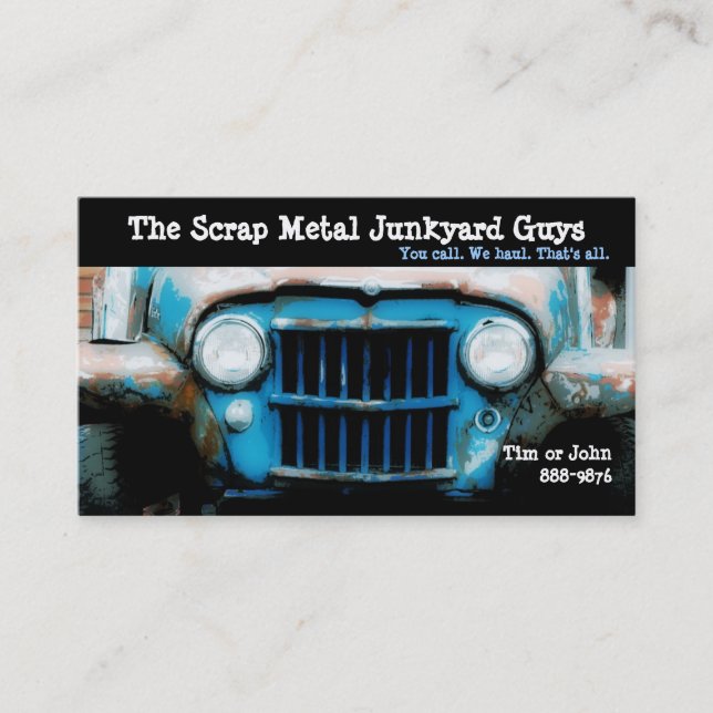 Antique Vehicle  Scrap Metal Biz Business Card (Front)
