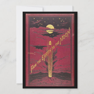 Antique Verne From The Earth To The Moon Book Holiday Card