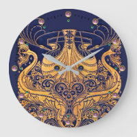 Antique Vessel,Dolphins,Gold,Navy Blue Nautical