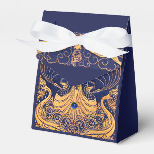 Antique Vessel,Dolphins,Gold,Navy Blue Wedding Favour Box
