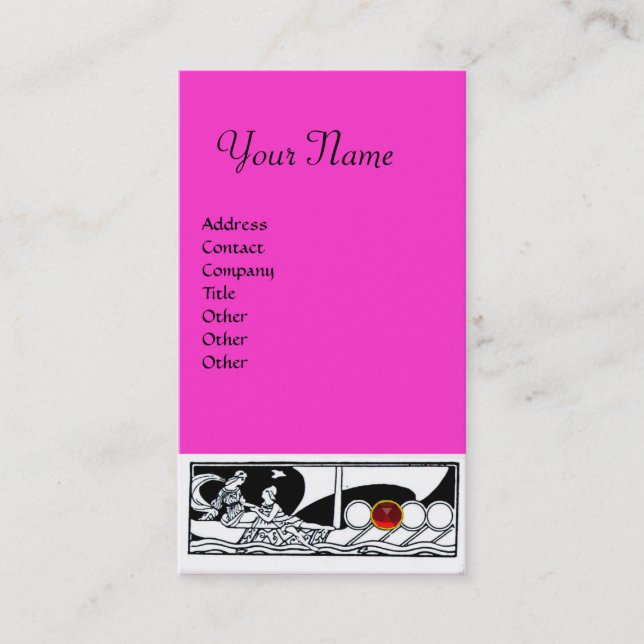 ANTIQUE VESSEL Sea Travel Ruby Pink Black White Business Card (Front)