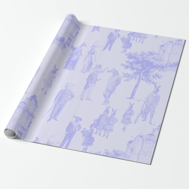 antique victorian animal pastel purple lilac toile wrapping paper (Unrolled)