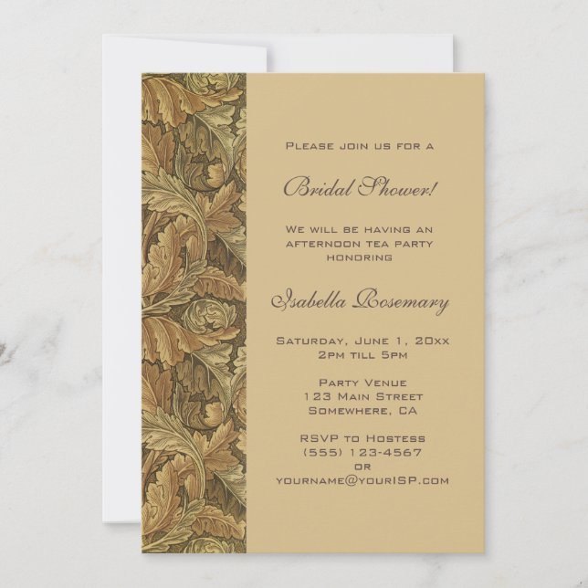 Antique Victorian Autumn Leaves Bridal Shower Invitation (Front)