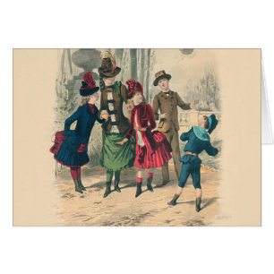 Antique Victorian Children Play Ball 1880 Winter