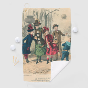 Antique Victorian Children Play Ball 1880 Winter Golf Towel