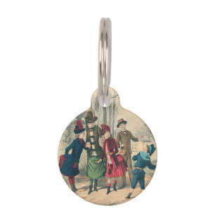 Antique Victorian Children Play Ball 1880 Winter Pet Tag