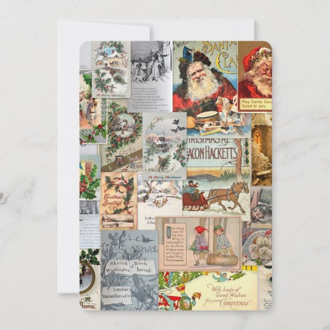 Antique Victorian Christmas Ephemera Collage Art Holiday Card (Front)