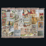 Antique Victorian Christmas Ephemera Collage Art Throw Blanket<br><div class="desc">Antique Victorian Christmas Ephemera Collage Art</div>
