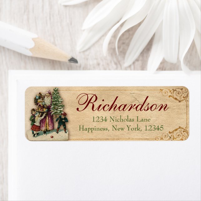 Antique Victorian Christmas Santa Return Address (Insitu)