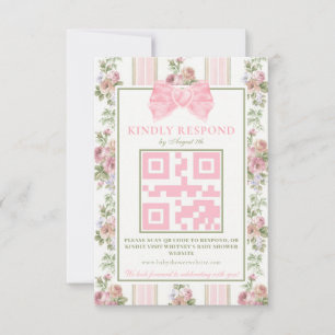 Antique Victorian Coquette Bow Floral Baby Shower  RSVP Card