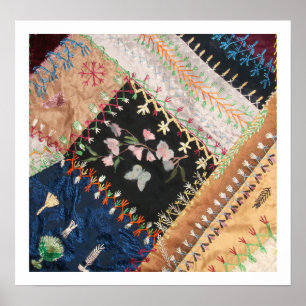 Antique Victorian Crazy Quilt Square Poster