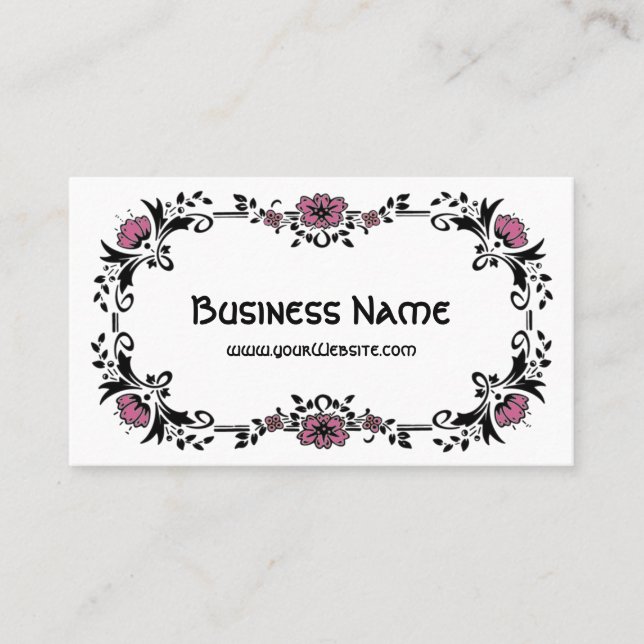 Antique Victorian Decorative Floral Pink Flowers Business Card (Front)
