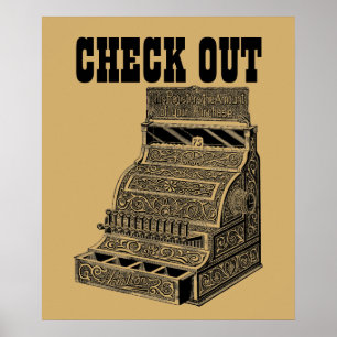 Antique Victorian Era Cash Register Art Check Out Poster