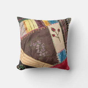 Antique, Victorian-Era, Crazy Quilt Square Cushion