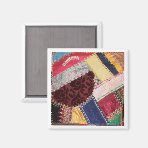 Antique, Victorian-Era Crazy Quilt Square Magnet