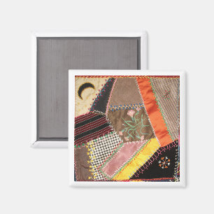Antique, Victorian-Era Crazy Quilt Square Magnet