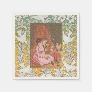 Antique VIctorian Era Valentine's Day Card, 1876 Napkin