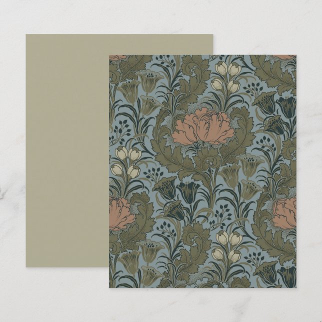 Antique Victorian Floral Pattern Sage Terracota (Front/Back)
