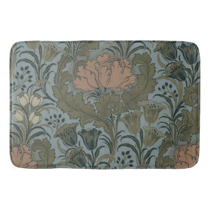 Antique Victorian Floral Pattern Sage Terracota Bath Mat