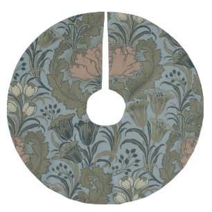 Antique Victorian Floral Pattern Sage Terracota Brushed Polyester Tree Skirt