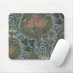Antique Victorian Floral Pattern Sage Terracota Mouse Mat
