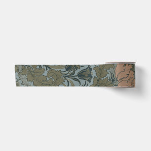 Antique Victorian Floral Pattern Sage Terracota Satin Ribbon