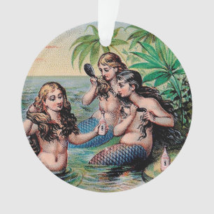 Antique Victorian Mermaids Treasure Ship Vintage Ornament
