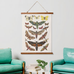 Antique Victorian Moth Illustration 1889 Hanging Tapestry