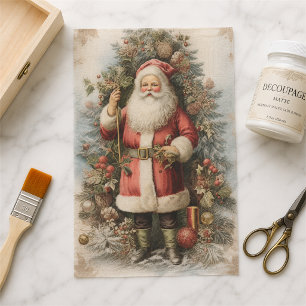 Antique Victorian Santa Claus Christmas Decoupage Tissue Paper