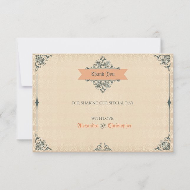 Antique Victorian Style Vintage Wedding Thank You (Front)