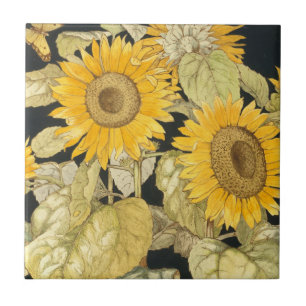 Antique Victorian Sunflower  Tile