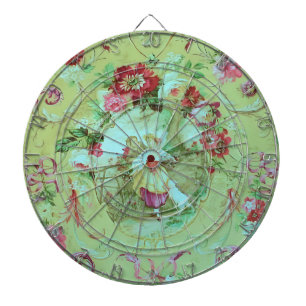 Antique Victorian Toile Rococo Style Sage Green Dartboard